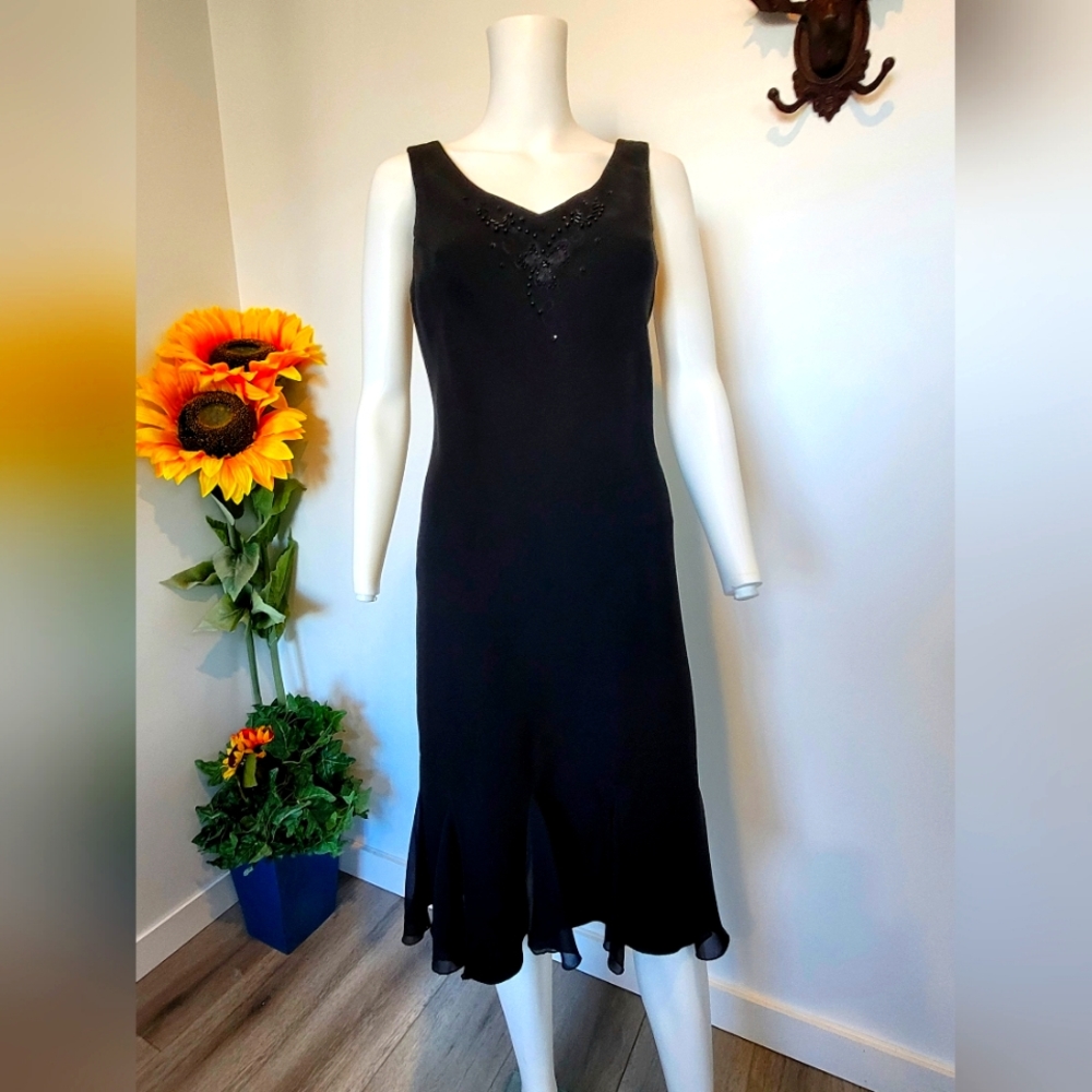 SL Fashion Size 8, bead embellished Black Dress.
